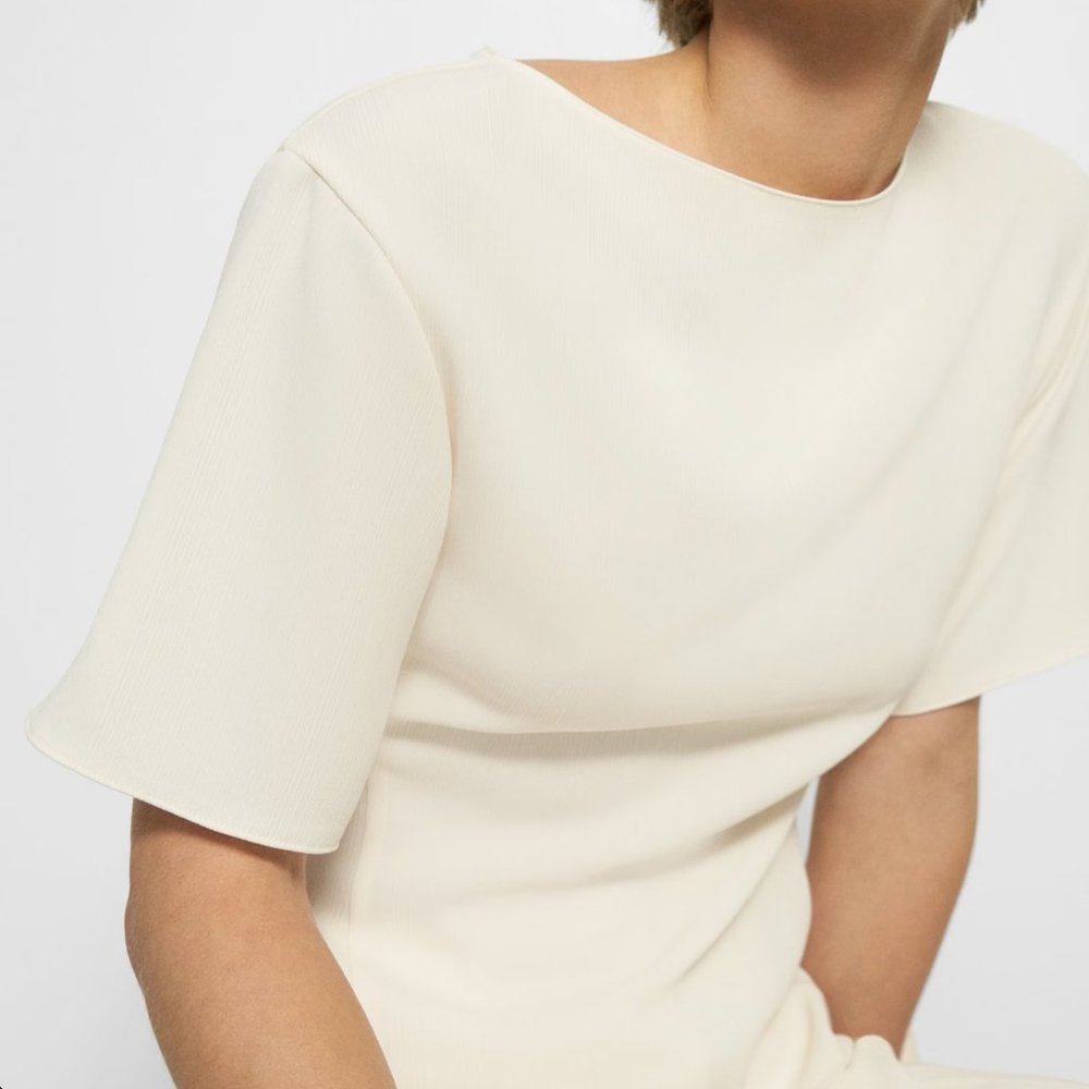 Theory Flutter Sleeve Top in Striped Admiral Crepe